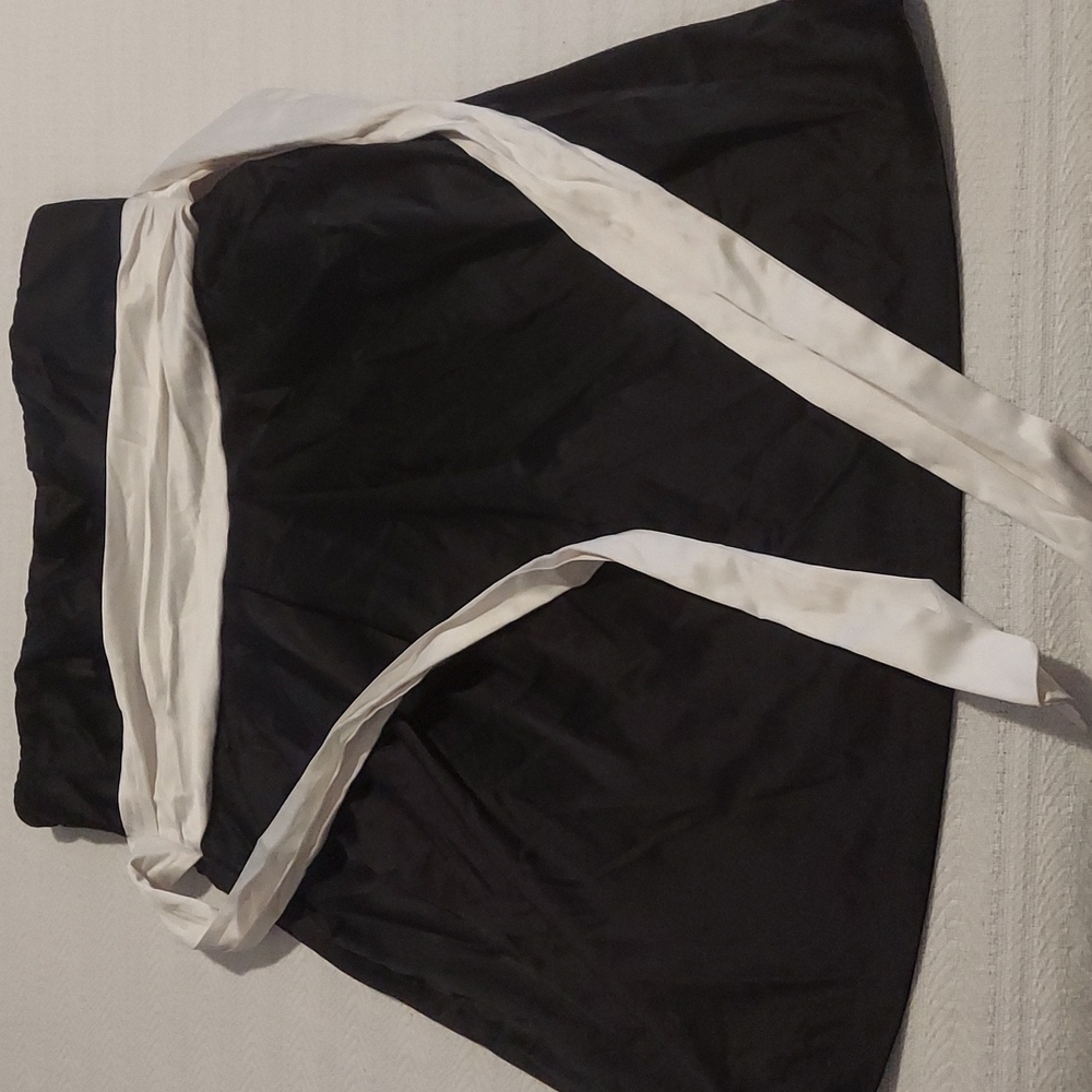 Strapless short black dress with white sash/bow